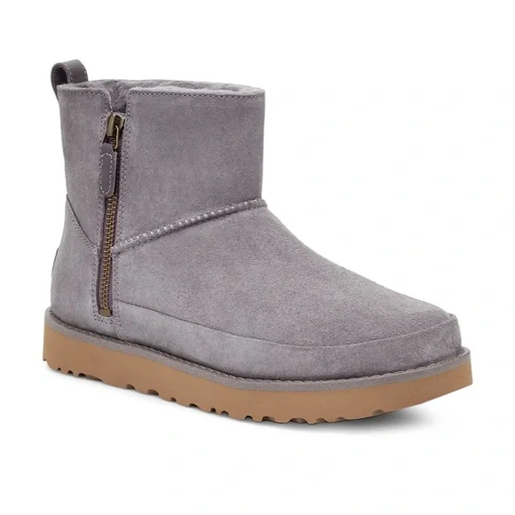 Women's Ugg Classic Zip Mini Boot Grey Size 8 - Picture 1 of 12